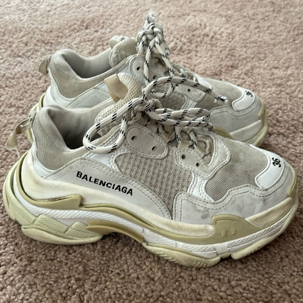 Balenciaga triple S sneakers white cream tan gray Women’s Size 36 EU/ US 6